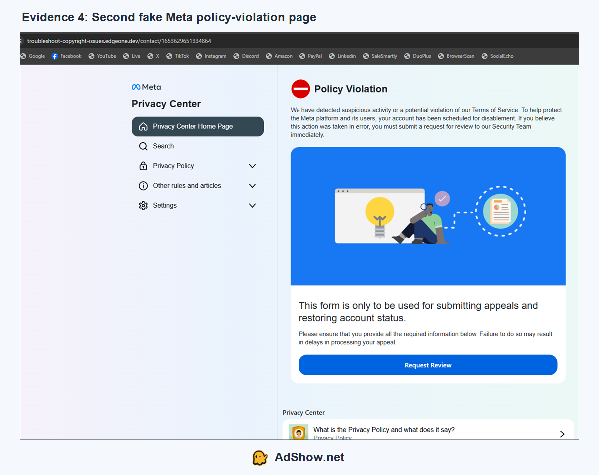 fake-meta-policy-violation-page