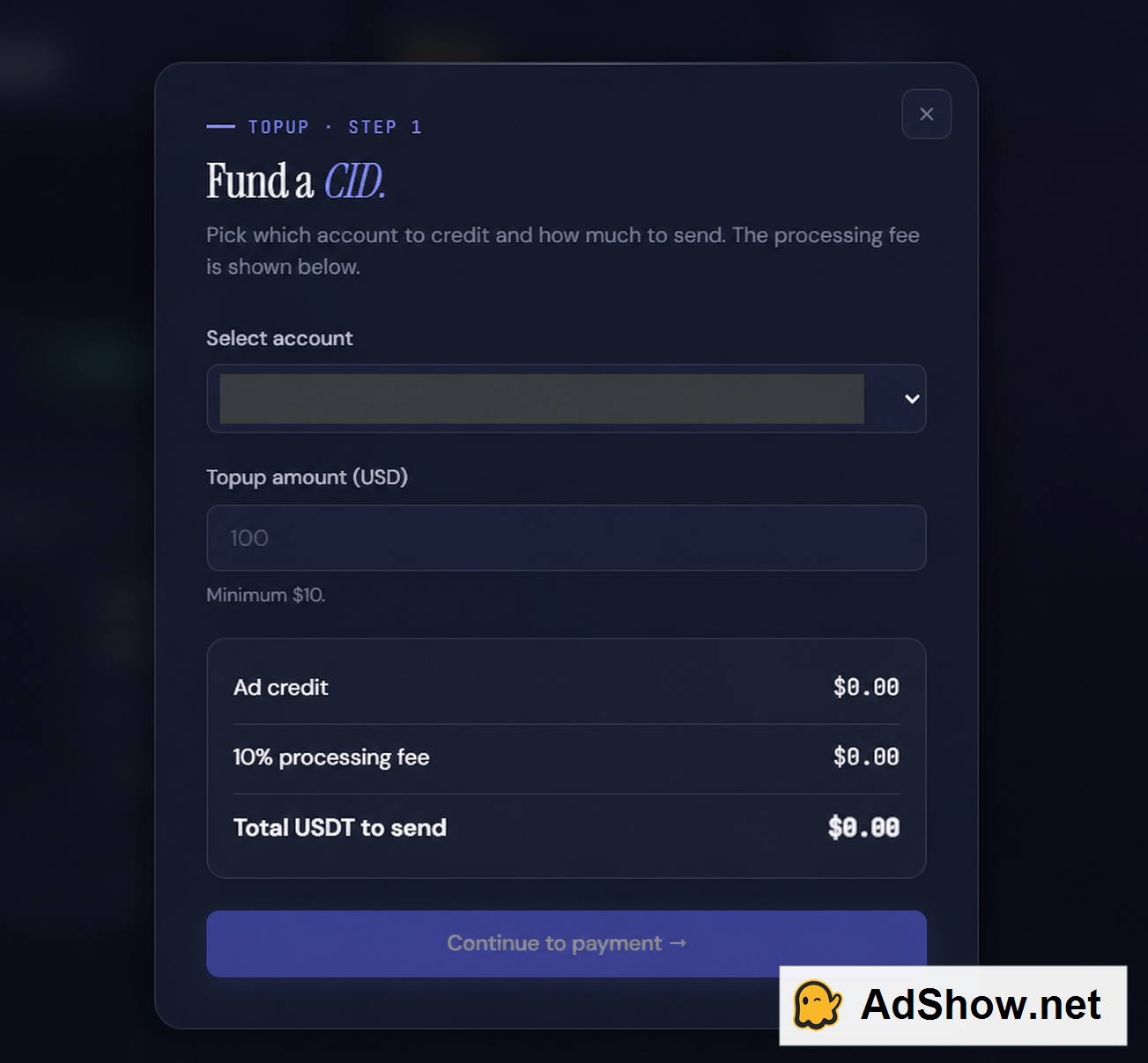 adscalelab-10-percent-fee-adshow-evidence